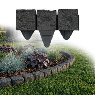 Rob trate 1,2 m, granitni tlakovci, antracit, 10 x 10 x 10 cm - plastični rob za gredice, vrtna ograja, ograja za gredice