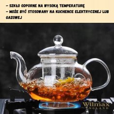 Vrč za čaj, termo steklo, Wilmax, 1200 ml