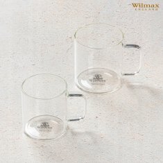 Wilmax | kozarci za čaj in kavo z ročajem | komplet 6 kosov | 100 ml | kozarci za tople in hladne napitke | skodelice za kavo | kozarci za kuhano vino | kozarci za sok | kozarci za vodo