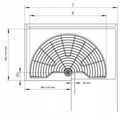 ČAROBNA KOTNA VRTLJIVA VRTLJIVA POLICA ZA KOTNO OMARICO VRTLJIVA KOŠARA 1/2