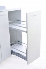 Tovorna košara 3 TMY kromirana mehko zapiranje - polni izvleček 3 mm polno dno BELA
