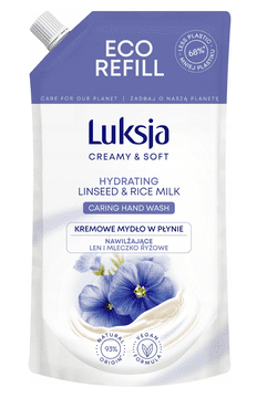 Tekoče milo z lanenim in riževim mlekom - LUKSJA Creamy & Soft - polnilo 900 ml