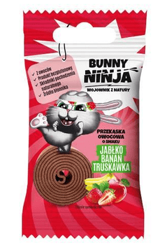 BUNNY NINJA Sadni prigrizek z okusom jabolka, banane in jagode, 15 g