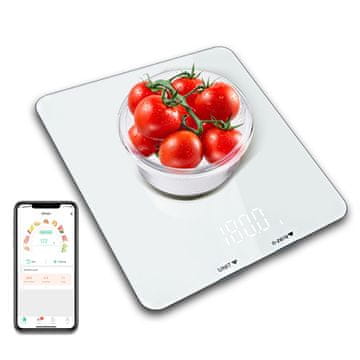 Media-Tech PAMETNA DIETNA TEHTNICA - Pametna kuhinjska tehtnica z aplikacijo za diete, iOS 8.0 in Android 4.4 ter novejši. Kaljeno steklo, LCD zaslon, kompaktna velikost, natančnost do +/- 1 g.