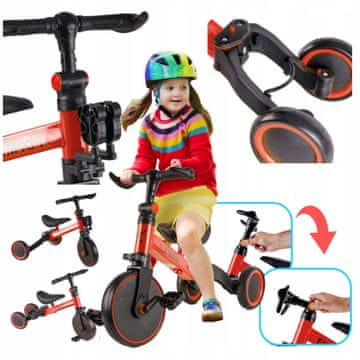 Ikonka Otroški poganjalec Trike Fix Mini 3-v-1, rdeč