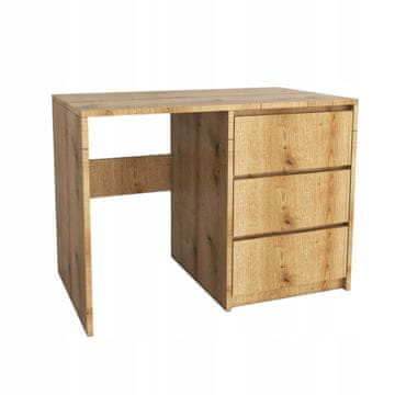 MODERNA PISALNA MIZA S 3 PREDALI, VRH EVOKE OAK | BREZ ROČAJEV 96,2 X 75 X 50 cm