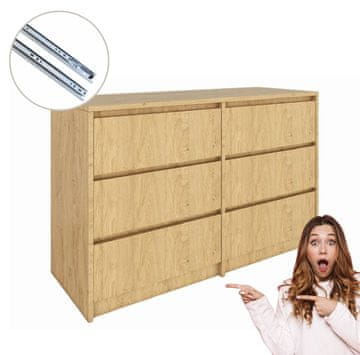 Predalnik s 6 predali | Hrastov les | Funkcionalnost/Stil | 120 x 75,2 x 43 cm