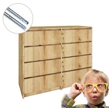 Evoke komoda Coastal Oak z 8 predali - enostavna montaža!! 120x98,2x43 cm