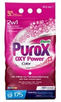 PUR OXY Power Color 10,5 kg pralni prašek za barvno perilo
