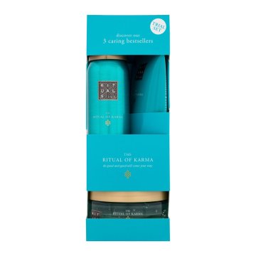 Rituals The Ritual Of Karma 3 Caring Bestsellers darilni set pena za prhanje The Ritual Of Karma 50 ml + piling za telo The Ritual Of Karma 125 g + krema za telo The Ritual Of Karma 70 ml za ženske