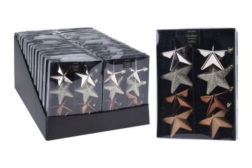 Božični okrasek STAR 6,5cm HN, BAD, WEDDING mix (8 kosov)