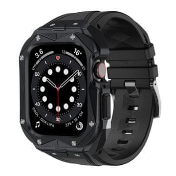 Kingxbar Kingxbar CYF140 2-v-1 oklepni ovitek za Apple Watch 9/8/7 (45mm) z jermenom iz nerjavečega jekla - črn - OUTLET