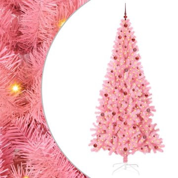 Vidaxl Božično drevo med 300 LED z stojalom Roza 240 cm PVC