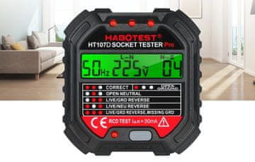 Habotest Preizkuševalnik vtičnic HABOTEST HT107D z zaslonom