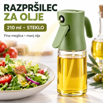 Verkgroup Steklen razpršilec za olje in kis 210 ml – pršilka za olivno olje, zelena