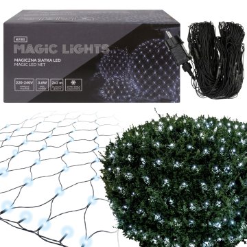 sarcia.eu Čarobna LED mreža, svetlobna zavesa 2x2m 160 LED, svetlobna mreža za vrt, HLADNA BELA