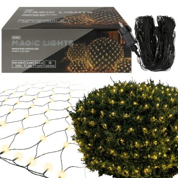 sarcia.eu Čarobna LED mreža, Svetlobna zavesa 3x3m 240LED, svetlobna mreža za vrt, TOPLA BELA
