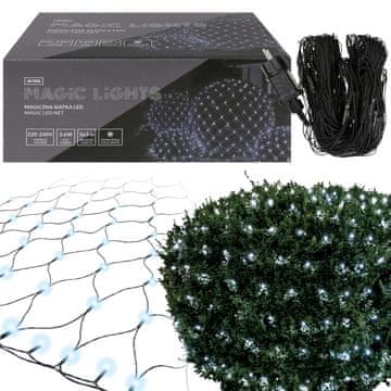 sarcia.eu Čarobna LED mreža, Svetlobna zavesa 3x3m 240LED, svetlobna mreža za vrt, HLADNA BELA