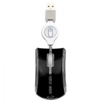 Northix Esperanza Celaneo 3D žična optična miška USB z izvlečnim kablom, črna