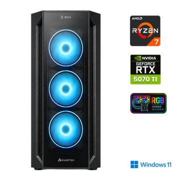 Anni Gamer Extreme računalnik, AMD Ryzen 7 9700X, 32GB, SSD2TB, RTX 5070 Ti, W11H
