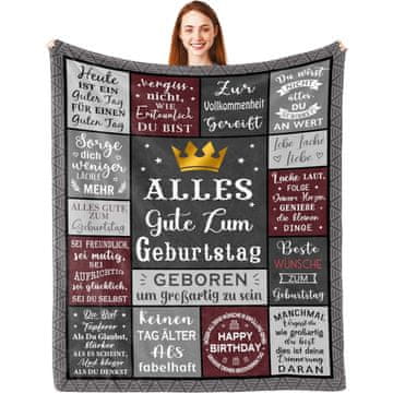 Darilna odeja za moške 150x130 cm, mehka flanelasta pregrinjalo iz 100% poliestra, topla in udobna odeja za dom, dnevno sobo, piknik ali plažo, pralna v stroju, visoka obstojnost barv, darilo zanj