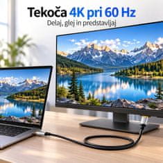 VYZIO® USB-C na HDMI kabel 4K 60Hz, 2m, Ultra HD video prenos za prenosnik, telefon in TV, plug & play | USBCX