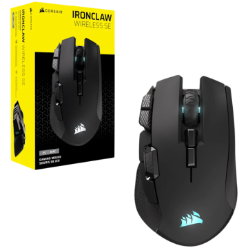 Corsair IRONCLAW WIRELESS SE Optična RGB Miška, 26000 DPI, črna