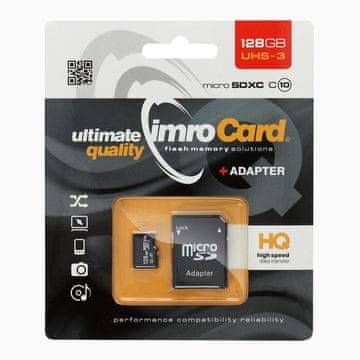 IMRO IMRO pomnilniška kartica microSD 128 GB, 100 MB/s, razred 10, UHS-3, 4K, z adapterjem za SD