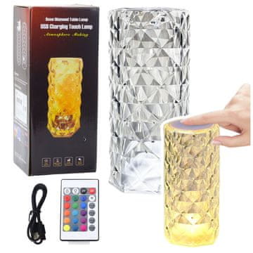 slomart LEAN kristalna LED namizna svetilka 16 barv, na dotik, s pilotom