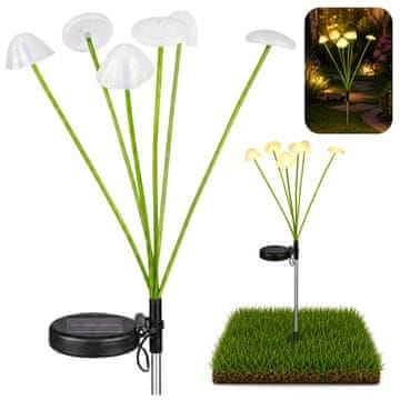 slomart LEAN Solarna vrtna svetilka LED, gobe, topla svetloba, 70 cm