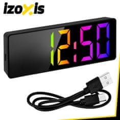 slomart IZOXIS Budilka LED barvna ura s prikazom temperature in datuma, USB