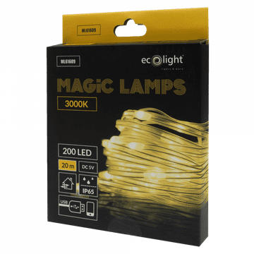 slomart Eco Light Magične LED lučke 200LED, 20m, topla bela (3000K), IP65