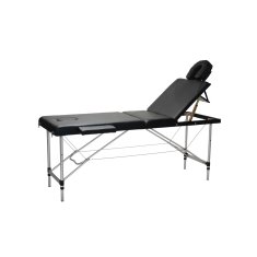Inlea zložljiva masažna miza relax pro, tridelna z aluminijastimi nogami - črna