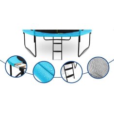 Inlea ULTIMATE jump trampolin 430 cm z notranjo zaščitno mrežo - svetlo modra