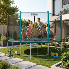Inlea PREMIUM jump trampolin 400 cm z zunanjo zaščitno mrežo - temnozelena