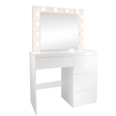 Inlea toaletna mizica ZYRA z LED osvetlitvijo (LED žarnice) in 4 predali - bela