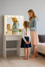 Inlea toaletna mizica ZYRA z LED osvetlitvijo (LED žarnice) in 4 predali - bela