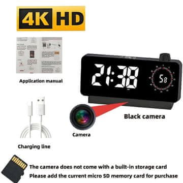 KJB Mini WiFi kamera 4K v namizni uri z oddaljenim ogledom črna kamera s kartico SD 128 GB
