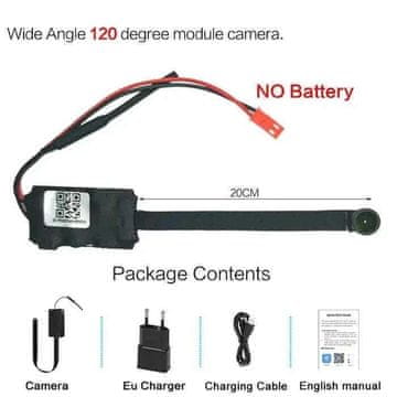 KJB Mini WiFi kamera za videonadzor z zaznavanjem gibanja širokokotni objektiv 120° brez baterije / kamera s kartico 64 GB