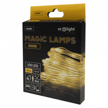 slomart Eco Light Magične LED lučke, 100 LED, 3000K, 10m, upravljanje z aplikacijo