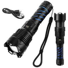 slomart Trizand 26949 Taktična svetilka, 1500 lm, LED, USB-C, zoom, vodoodporna