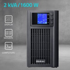 slomart Qoltec UPS Pure Sine Wave | 2kVA | 1600W | AVR | LCD