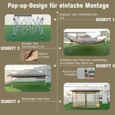 Northix Pop-up paviljon z mrežo proti komarjem, UV 50+, 3,6 x 3,6 m, kaki