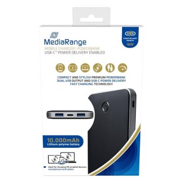 MediaRange Razpon napajanja medijev-10000 mAh,2x USB-A,1x USBC