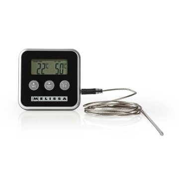 MELISSA Digitalni termometer za meso z alarmnim časovnikom in LCD zaslonom