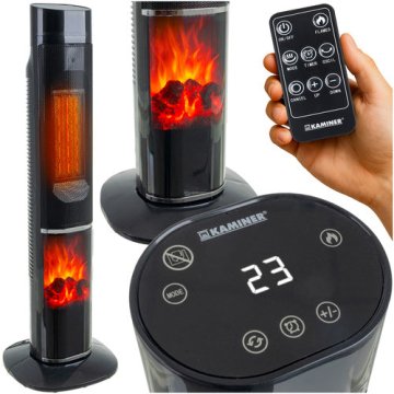 Northix Električni stebrni grelec, 2000 W, učinek kamina, daljinski upravljalnik