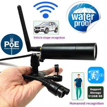 KJB Mini zunanja IP kamera Wi-Fi 5 MP s pametnim zaznavanjem Kartica 128 GB, objektiv 4 mm