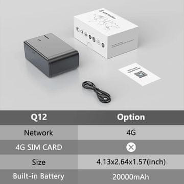 KJB Magnetni GPS sledilnik 4G za vozila z opozorili in geografskimi omejitvami Q12, samo naprava