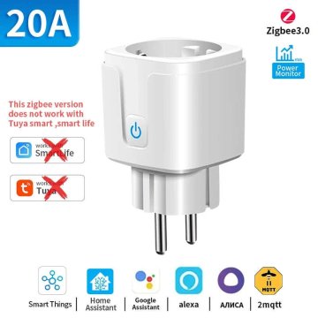 KJB Pametna vtičnica Tuya Wi-Fi ali Zigbee s spremljanjem porabe Zigbee 20 A, 3 kosi