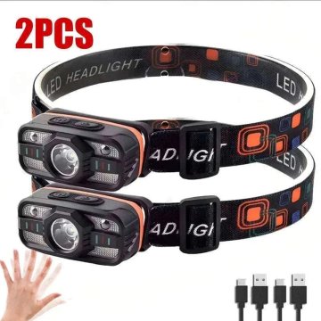 KJB Polnilna LED celna svetilka s sestimi nacini osvetlitve Polnilna LED celna svetilka s sestimi nacini osvetlitve WH0188, 2 kosa